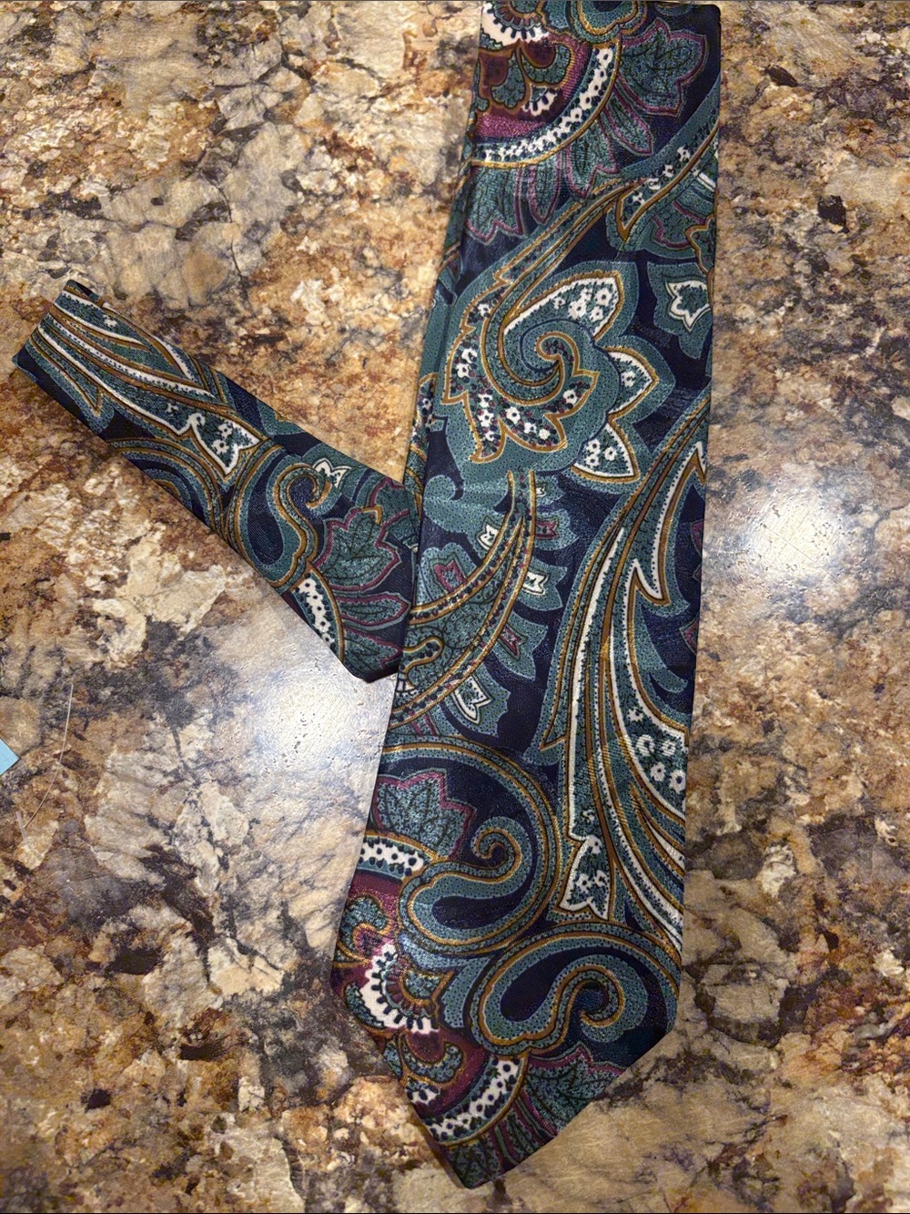 Jordache Paisley Tie in Green, Teal, Gold and Burgundy